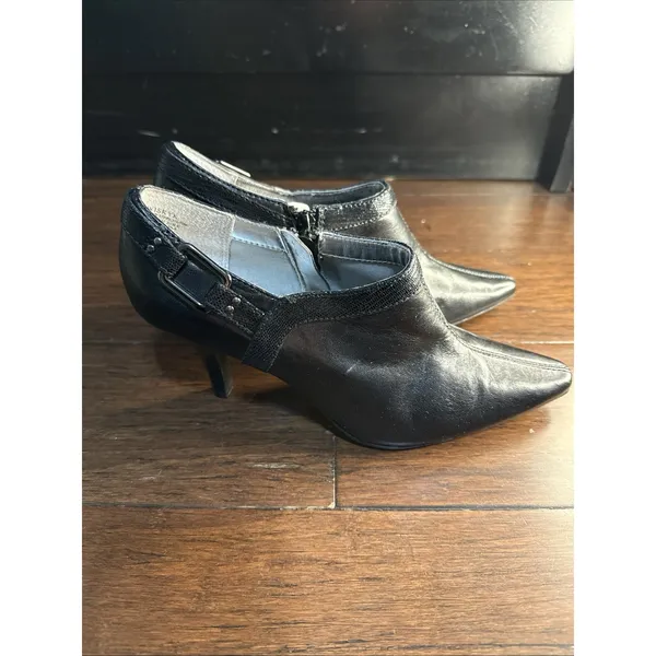 Anne Klein Iflex Black Leather Ankle Booties Boots Women's Size 6M Witchy - Image 5