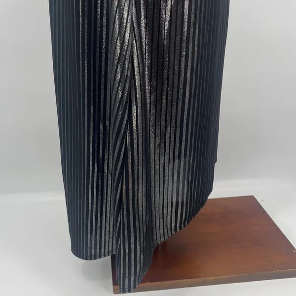 Vtg Y2K Rag Strapless Metallic Babydoll Midi Dress Sz M 90s Silver Bow Club USA - Image 6