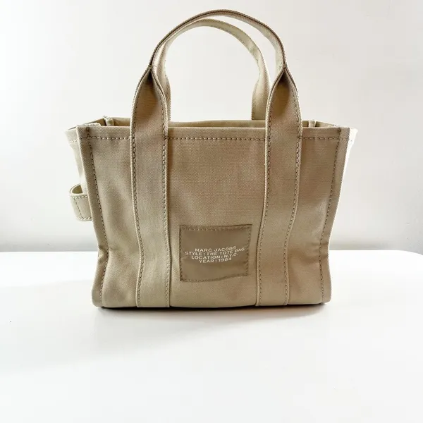 Marc Jacobs The Small Tote Canvas Bag Crossbody Purse Beige Tan - Image 5