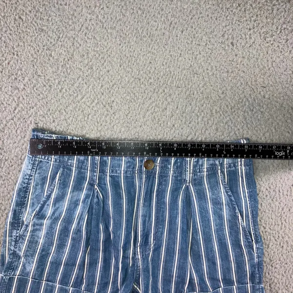 American Eagle Shorts Women 6 Blue White Striped‎ Pleated Paperbag Waist Boho - Image 4