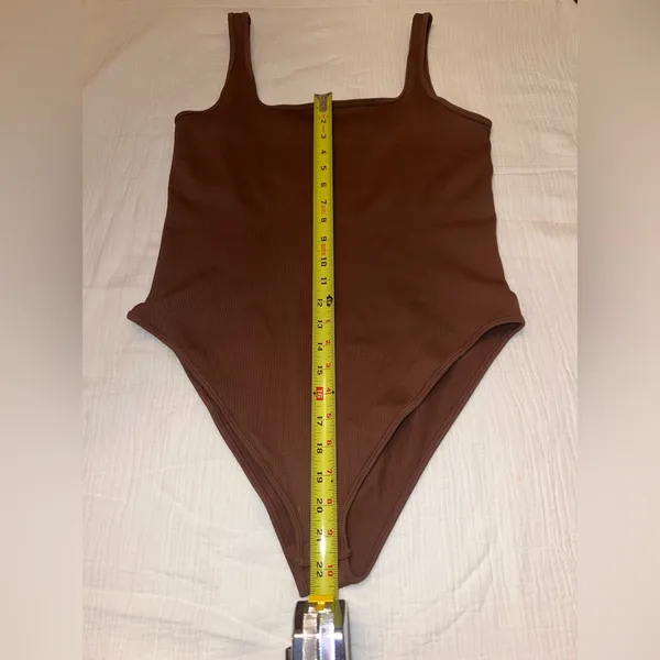 OQQ Ribbed Brown Bodysuit XXL | Square Neck Thong Snap Closure‎ - Image 10