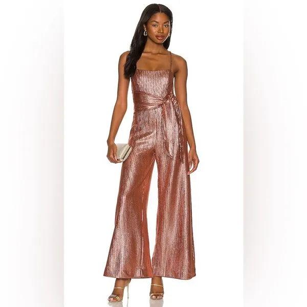 NWT Free‎ People Shimmer and Shine Jumpsuit / Ginger Snap Metallic Womens Size S - Image 6