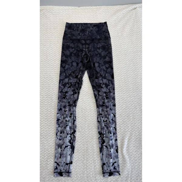 Lululemon align High Rise Floral Leggings Black Grey Purple Size 4 - Image 2
