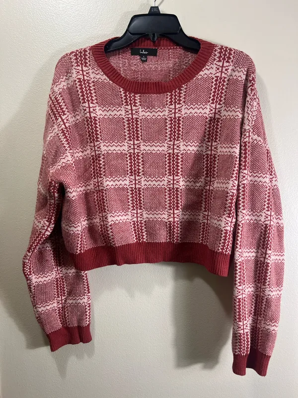 Best Match Rusty Rose Plaid Two-Piece Long Sleeve Sweater Dress - Image 2