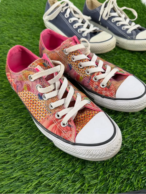 Converse Blue & Pink Digital Floral Ankle Low Lace Up Casual Sneaker - Image 2