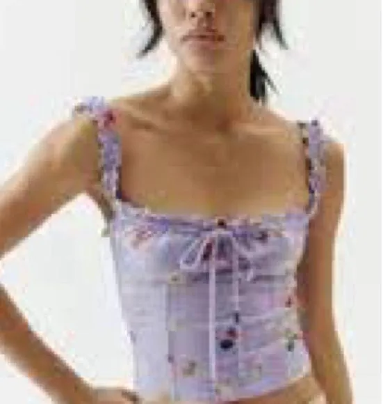 Urban Outfitters Floral Purple Crop Top - Image 2