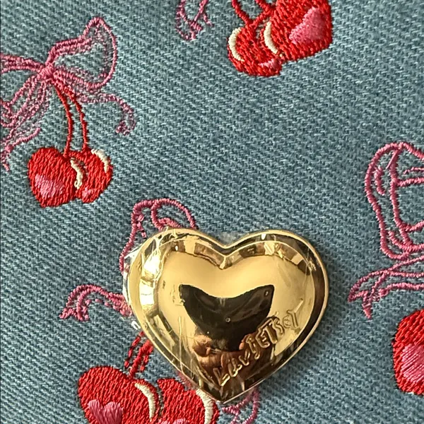 Betsey Johnson Cherry Embroidered Denim Handbag with bag charm NWT - Image 8