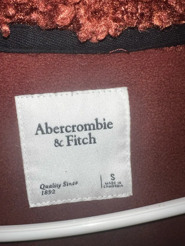 Abercrombie and Fitch Fleece Teddy Jacket Rust Womens Size Small - Image 3