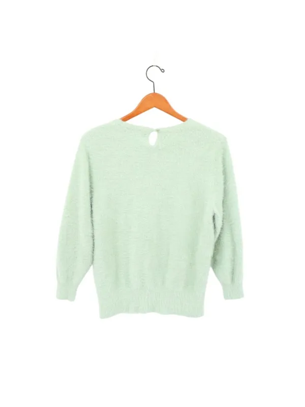 Anthropologie Rosie Neira Aubade Furry Fuzzy Mint Green Pullover Sweater M - Image 6