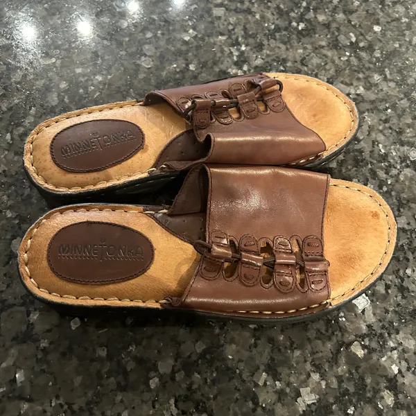 Minnetonka Leather Slide Sandals - Image 5