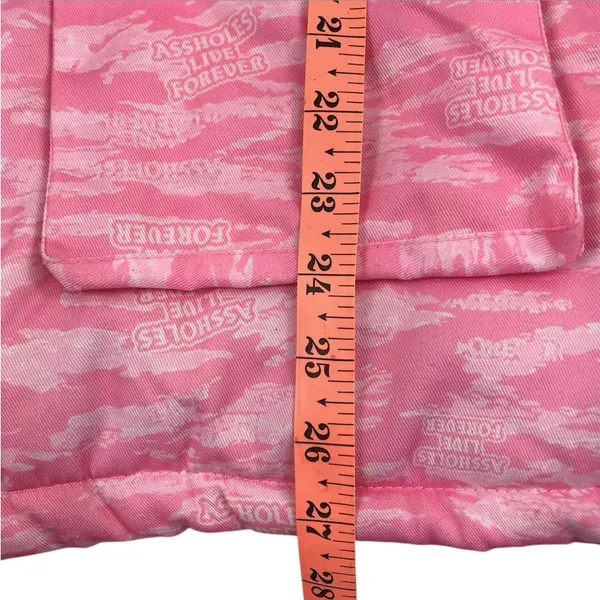 ASSHOLES LIVE FOREVER Tiger Camo Embroidery Puffer Jacket Sz M Pink Rare City - Image 13