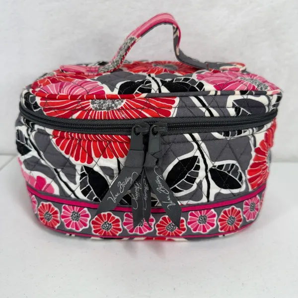 Vera Bradley OS Cosmetic Case Cherry Blossoms Floral Quilted Travel Vanity Bag - Image 2