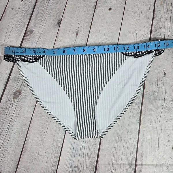Aerie Seersucker Ruffle Bikini Bottom Striped with Gingham Ruffles Size‎ M NWT - Image 7