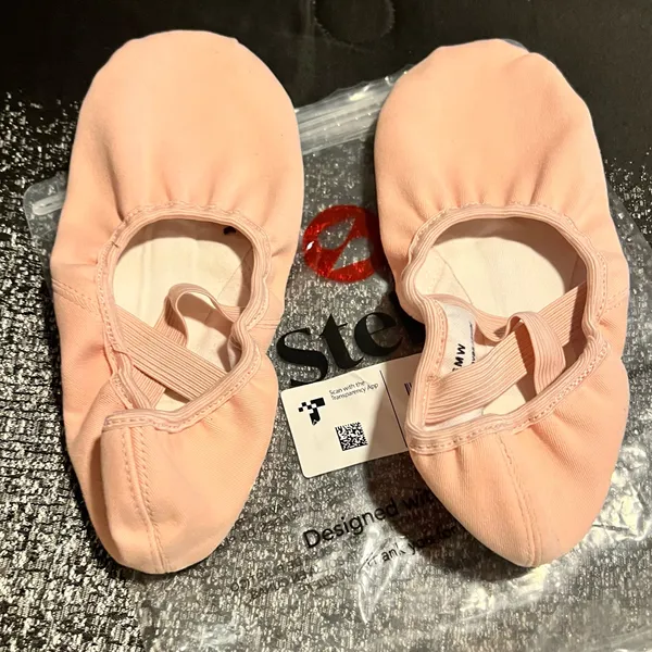 Womens sz6 STELLE Pink Stretch Canvas Ballet Shoes- Split Sole Dance Slippers - Image 4