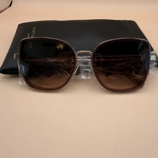 Kurt Geiger‎ London Crystal Burgundy Square Butterfly Sunglasses NEW KGL9037/S - Image 3