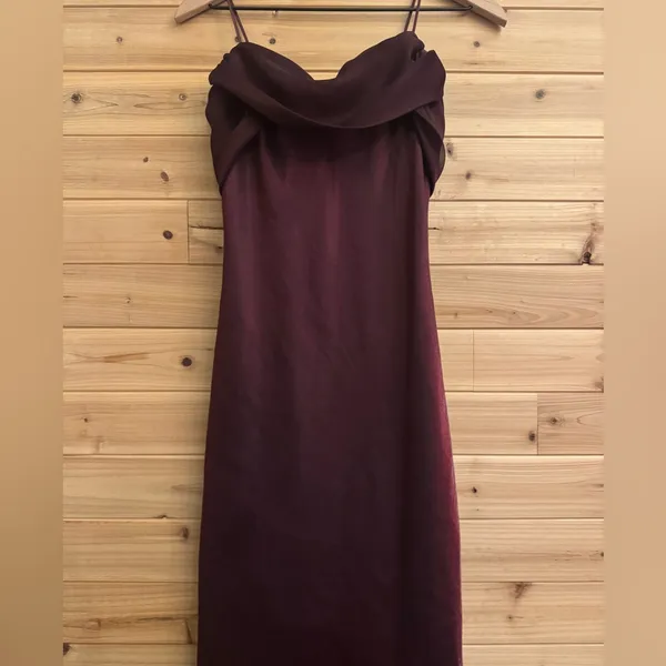 Vintage Betsy & Adam Size Small Burgundy Stain Drapey Bodice Prom Gown Vampire - Image 6