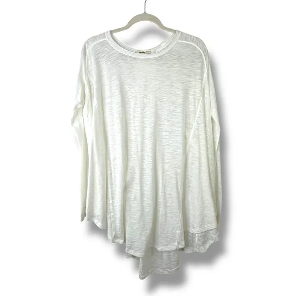 Free People We The Free Aria Trapeze White Boho Drapey Asymmetric Crewneck Top - Image 2