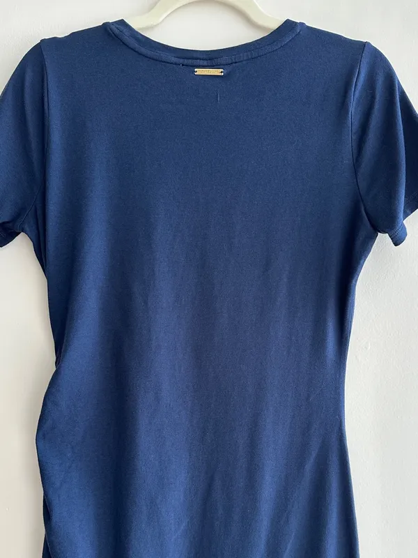 MICHAEL Michael Kors Navy Blue Ruched Cinched Casual Dress, Size Medium - Image 12