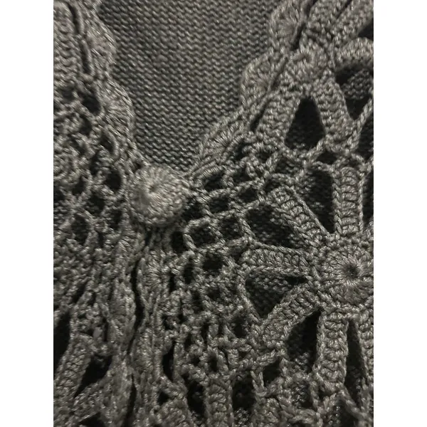 Vintage Boho Festival Black Crocheted Vest Size Medium Witchy Gothic Whimsygoth - Image 4