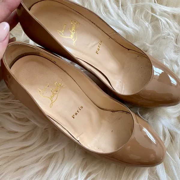 Christian Louboutin Camel Patent Bianca High Heels - Image 4