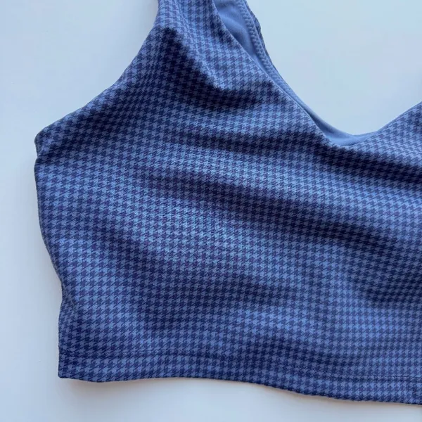 Aerie NWT Offline Recharge Least Support Sports Bra Blue Houndstooth Size Medium - Image 3