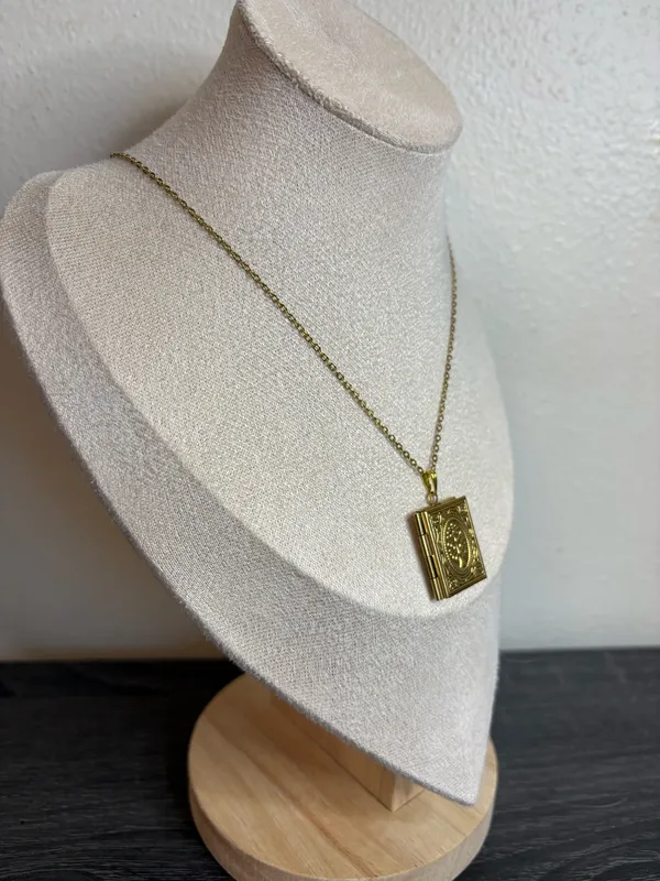 Handmade Gold Book Locket Necklace | Waterproof & Tarnish Resistant - Image 3