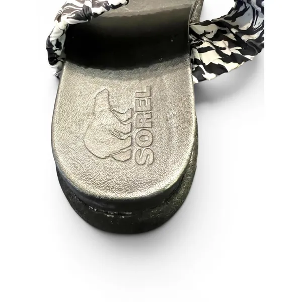 Sorel 7 women Roaming Two Strap Slide Sandals black white graphic print comfort - Image 4