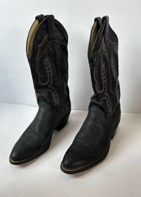Abilene vintage black leather cowboy boots - Image 2