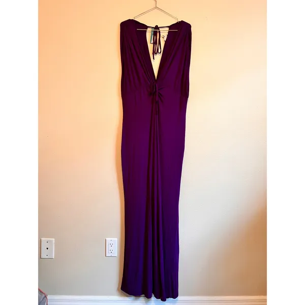 Earthbound Jumpsuit Women XXL Purple V Neck Cap Sleeve Wide Leg Knot Front NWT - Image 4