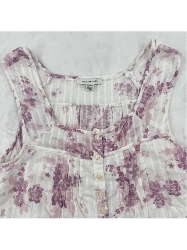 American Eagle Outfitters Cropped Tank Lavender Floral Cottage Boho Fairy Small - Image 3