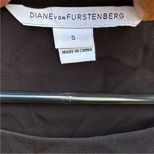 Diane Von Furstenberg Popover Silk Blend Dress Black Cream Generous Small - Image 5