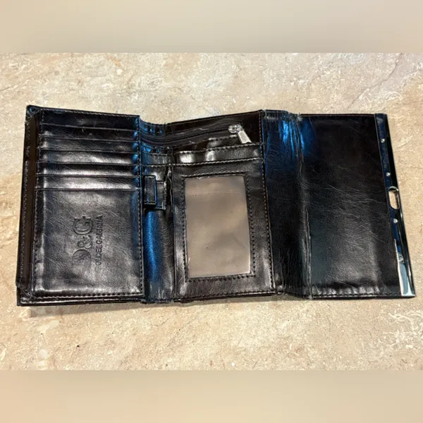 Dolce & Gabbana Wallet Black Faux/Leather Wallet Repair Project As Is - Image 5