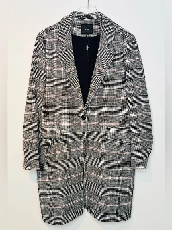 Rails Anders Charcoal Plaid Pink Wool Blend Coat - Image 5