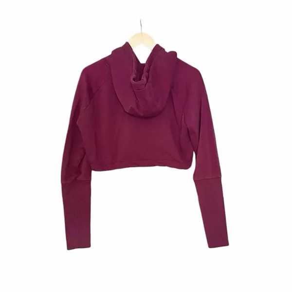 Gymshark Cropped Pullover Hoodie Drawstring Maroon M - Image 3