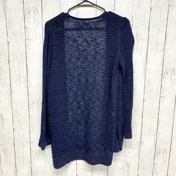 Ann Taylor LOFT‎ Sweater Women Large Blue Open Front Long Sleeve Knit Cardigan - Image 9