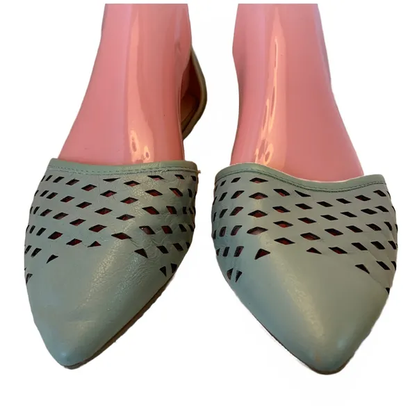 Franco Sarto Minty Green Leather "Honesty 2" D'Orsay Perforted Flats (8.5) - Image 5