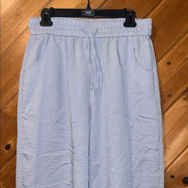 Ultra wide leg light blue flowy pull on pants Size L - Image 3