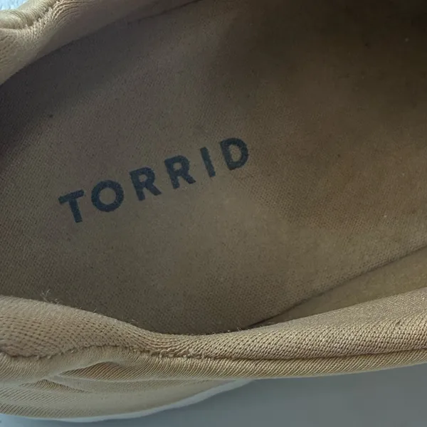 Torrid Blush Tan Nylon Pull On Sparkle Sneakers With Lace Design Size 11W Comfy - Image 8