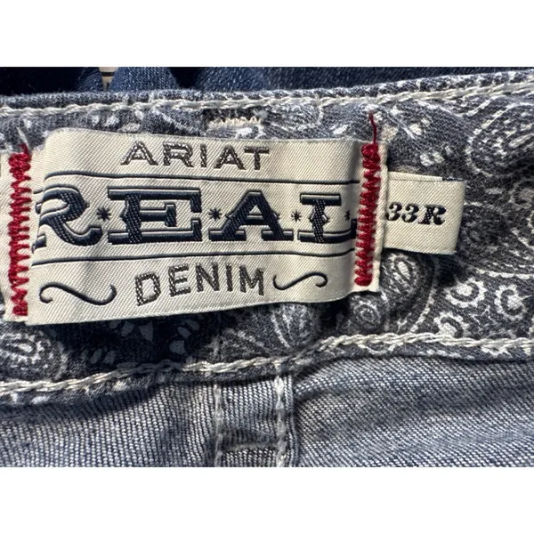 Ariat Real Denim Bootcut Jeans Dark Wash Contrast Stitch 33R‎ 10017510 - Image 3