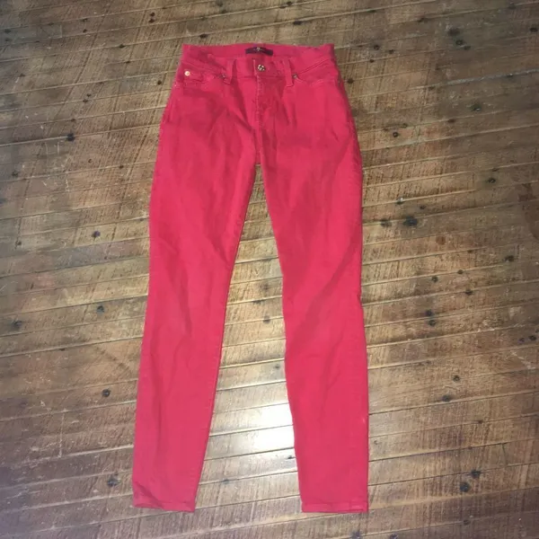 7 for All Mankind red slim size 25 topped jeans - Image 2