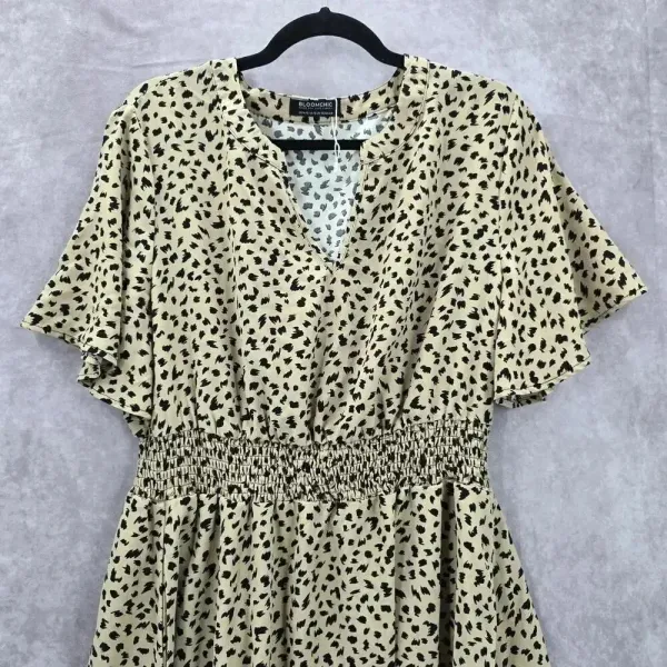 Bloomchic Animal‎ Print Flutter Office Short Sleeve Flowy Flare Midi Dress XL - Image 3
