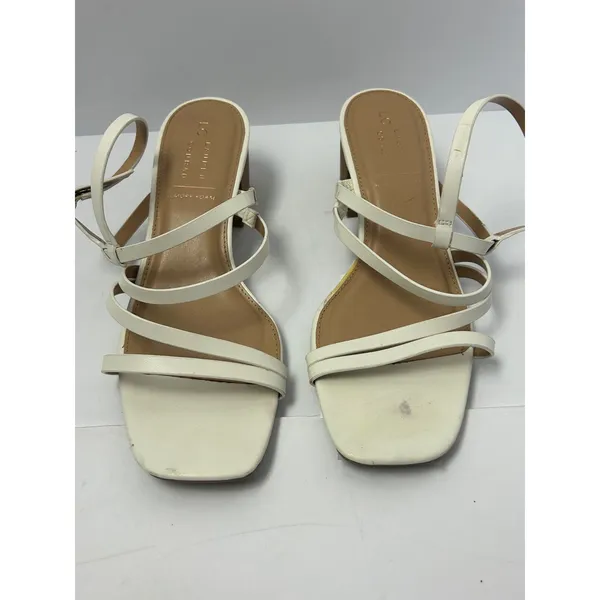 LC Lauren‎ Conrad Womens White Strappy Block Heel Sandals Square Toe Size 9 - Image 10