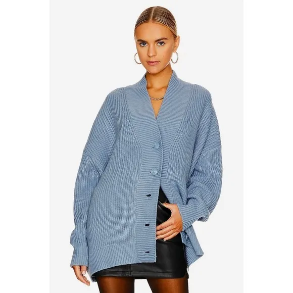 Revolve WEWOREWHAT Oversized‎ Cardigan Sweater Chunky Knit Storm One Size - Image 4