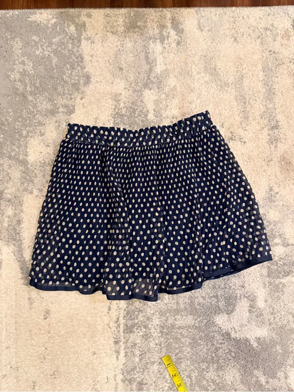 Flutterbye Navy Polka Dot Pleated Mini Skirt Blue Size M - Image 4
