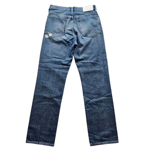 7 For All Mankind Easy Straight Floral Embroidered Denim Jeans Womens 26 - Image 8