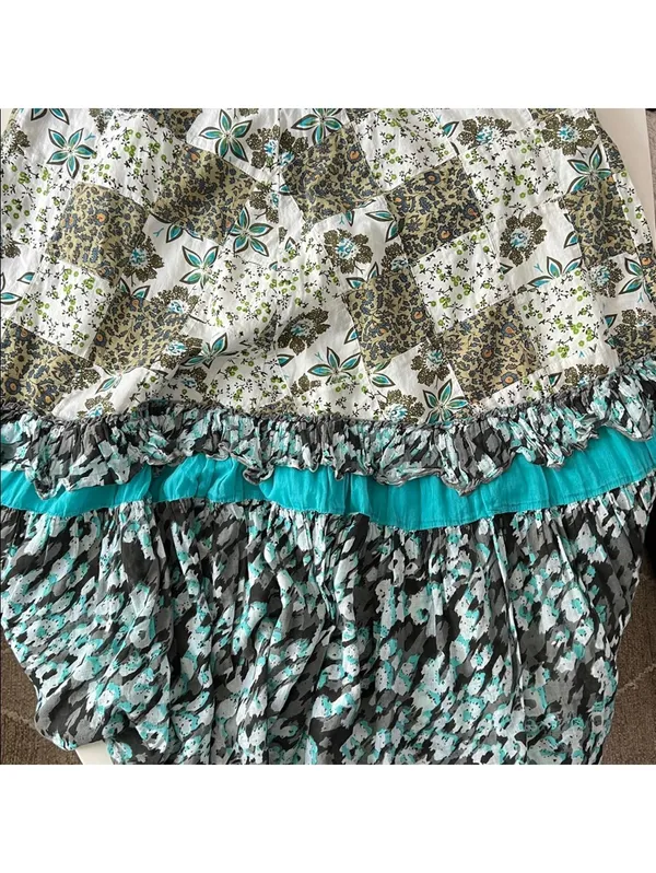 Anthropologie Raga Floral Patchwork Cotton Boho Earth Tones Maxi Skirt M $185 - Image 8