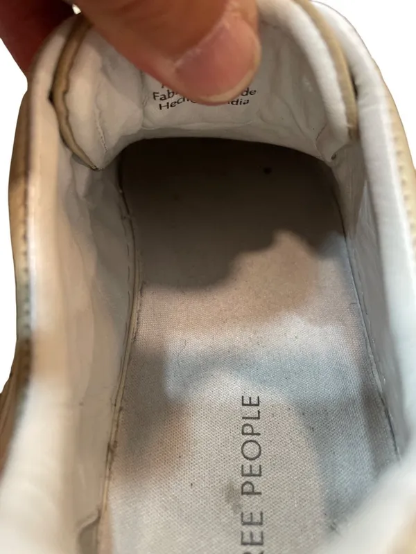 Free People wms cream white leather low top fashion sneakers sz 7 SKU 10-326 - Image 8