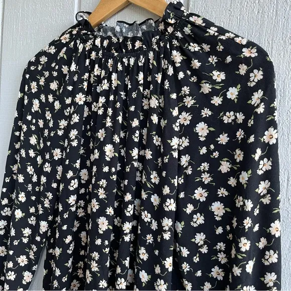 Reformation Ecovero‎ Black Floral Long Sleeve Theodora Top Blouse Size XS - Image 2