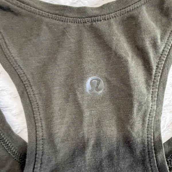 Lululemon Racerback Tank Top Dark Olive Green Scoop Neck Activewear Size 6 - Image 3