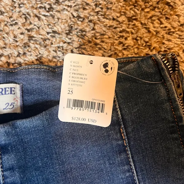 We The Free Bella Moto Mid Rise Skinny‎ Jeans Size 25 Women's Blue Denim - Image 2